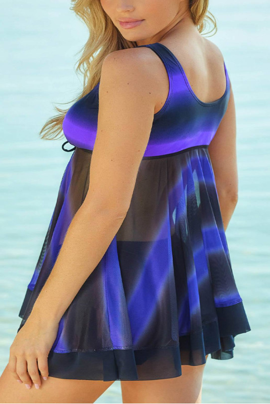 Maxi tankini tip rochie cu efect ombre în mov.