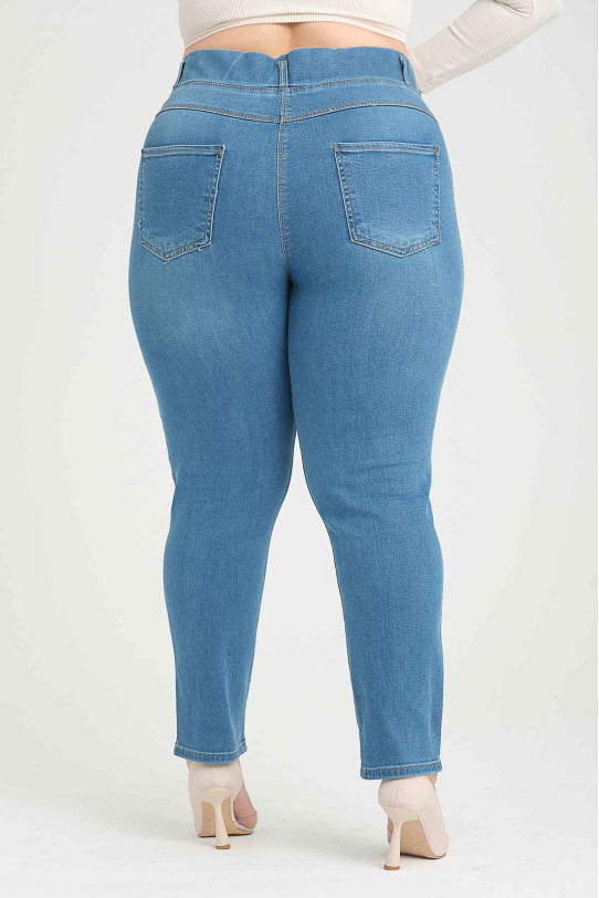 Jeans maxi curați cu talie elastică luminată