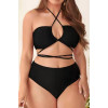 Costum de baie maxi negru sexy cu bretele incrucisate