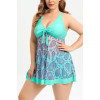 Turquoise maxi tankini cu imprimeu batik aerisit