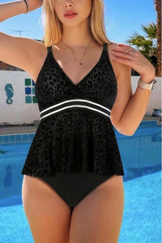 Maxi tankini cu partea de sus tip bretele în negru