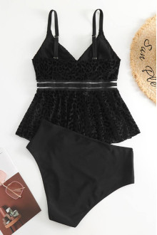 Maxi tankini cu partea de sus tip bretele în negru