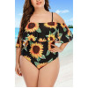 Costum de baie maxi în stil caribbean cu floarea soarelui