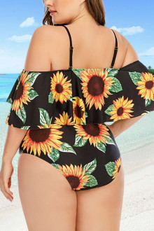 Costum de baie maxi în stil caribbean cu floarea soarelui