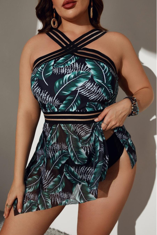 O rochie de plajă maxi tankini elegantă din două piese cu decolteu halter