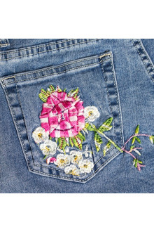 Șorturi maxi din denim cu broderie florală colorată