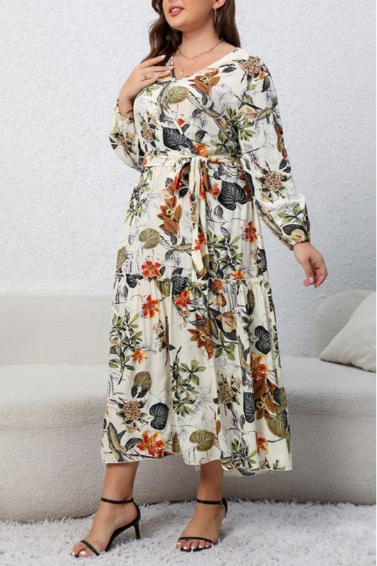 Rochie lungă maxi cu volane și imprimeu floral