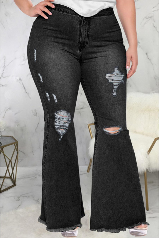 Cherri maxi jeans Charleston cu ușoară ruptură