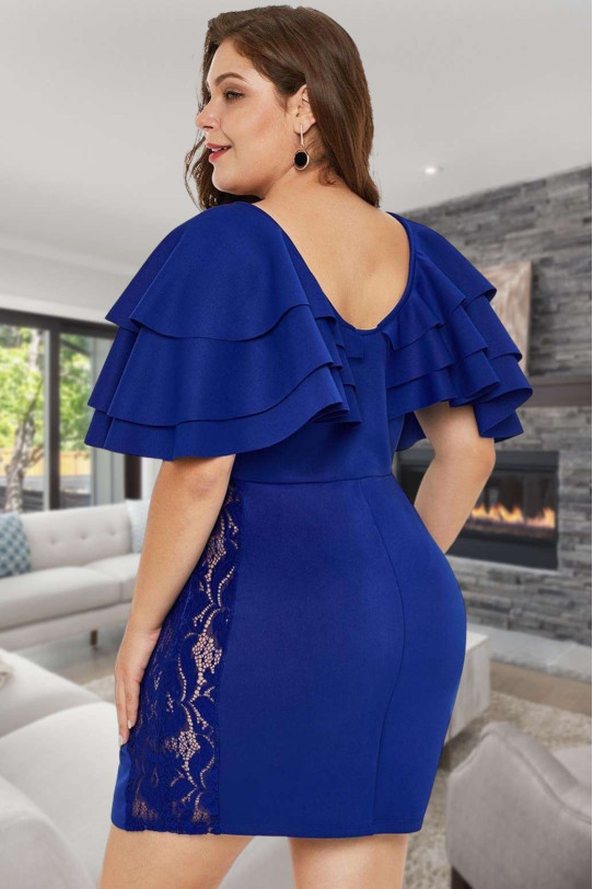 Rochie maxi de cocktail scurtă în albastru