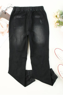 Modern black maxi jeans with elastic waistband and cuffs