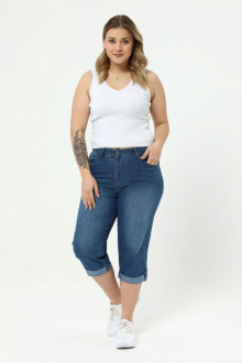 Maxi jean capri cu mansete