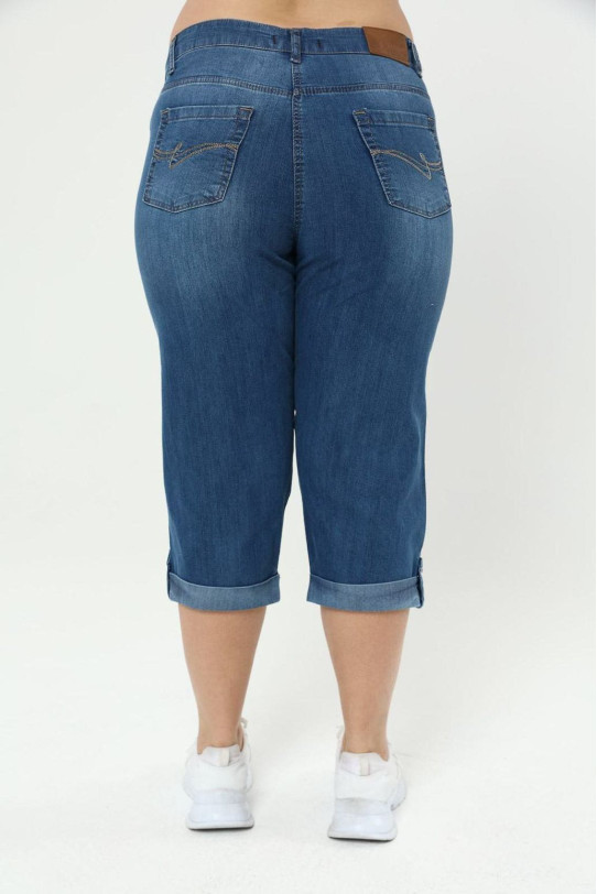 Maxi jean capri cu mansete