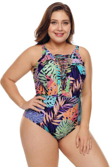 Costum de baie maxi cu un imprimeu tropical proaspat.