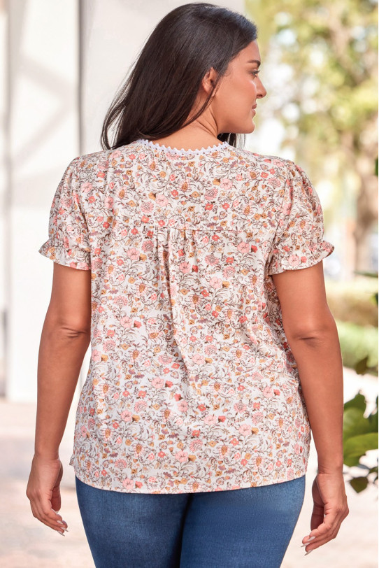 Bluza maxi de vară cu broderie și imprimeu boho floral