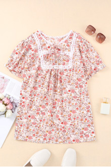 Bluza maxi de vară cu broderie și imprimeu boho floral