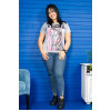 Tricou gri cu print fata TREND