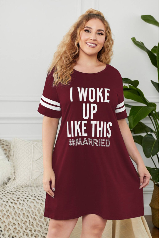 Maxi nightgown color burgundy with inscription