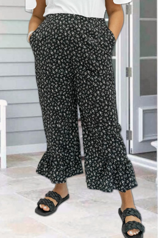 Pantaloni maxi subțiri până la gleznă cu talie elastică și imprimeu floral