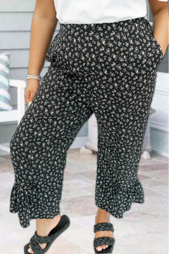 Pantaloni maxi subțiri până la gleznă cu talie elastică și imprimeu floral