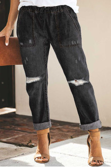 Jeans maxi moderne cu elastic la talie