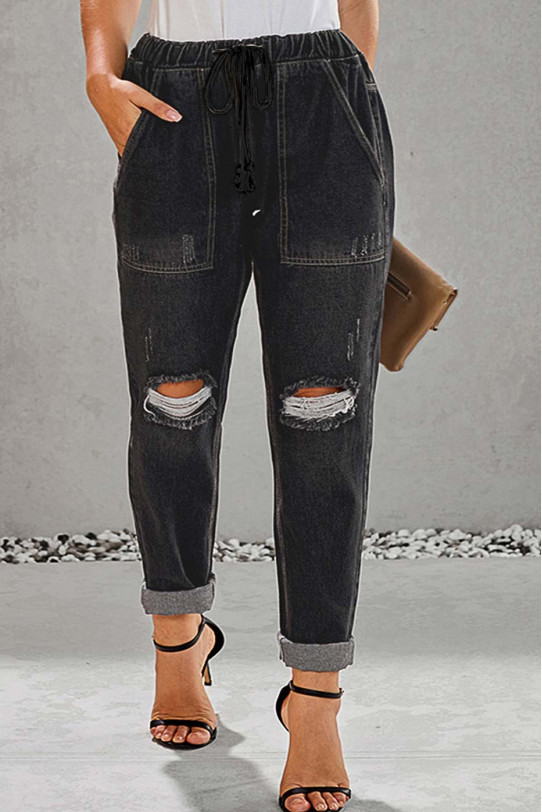 Jeans maxi moderne cu elastic la talie