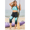 Set sportiv maxi cu pantaloni și top turcoaz